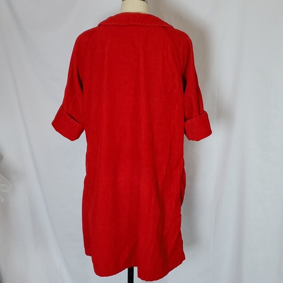 Carol Brent, S, vtg red corduroy jacket robe AS IS - Picture 6 of 9